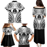 New Caledonia Day Family Matching Puletasi and Hawaiian Shirt Polynesian Curves White Color - Polynesian Pride