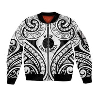 New Caledonia Day Sleeve Zip Bomber Jacket Polynesian Curves White Color - Polynesian Pride