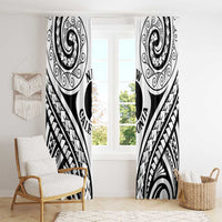 New Caledonia Day Window Curtain Polynesian Curves White Color - Polynesian Pride