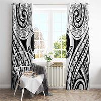 New Caledonia Day Window Curtain Polynesian Curves White Color - Polynesian Pride