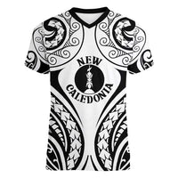 New Caledonia Day Women V-Neck T-Shirt Polynesian Curves White Color - Polynesian Pride