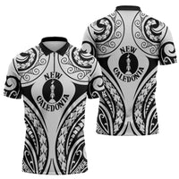 New Caledonia Day Zipper Polo Shirt Polynesian Curves White Color LT05 - Polynesian Pride