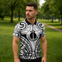 New Caledonia Day Zipper Polo Shirt Polynesian Curves White Color - Polynesian Pride
