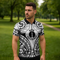 New Caledonia Day Zipper Polo Shirt Polynesian Curves White Color LT05 - Polynesian Pride
