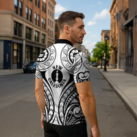 New Caledonia Day Zipper Polo Shirt Polynesian Curves White Color LT05 - Polynesian Pride