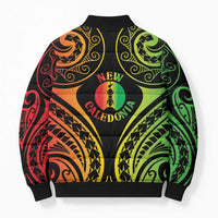 New Caledonia Day Bomber Puffer Jacket Polynesian Curves Reggae Color - Polynesian Pride