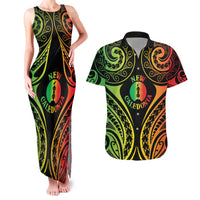 New Caledonia Day Couples Matching Tank Maxi Dress and Hawaiian Shirt Polynesian Curves Reggae Color - Polynesian Pride