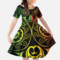 New Caledonia Day Family Matching Long Sleeve Bodycon Dress and Hawaiian Shirt Polynesian Curves Reggae Color - Polynesian Pride