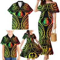 New Caledonia Day Family Matching Mermaid Dress and Hawaiian Shirt Polynesian Curves Reggae Color - Polynesian Pride