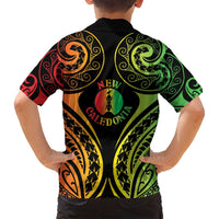 New Caledonia Day Family Matching Puletasi and Hawaiian Shirt Polynesian Curves Reggae Color - Polynesian Pride