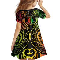 New Caledonia Day Family Matching Short Sleeve Bodycon Dress and Hawaiian Shirt Polynesian Curves Reggae Color - Polynesian Pride