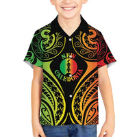 New Caledonia Day Family Matching Summer Maxi Dress and Hawaiian Shirt Polynesian Curves Reggae Color - Polynesian Pride