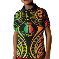 New Caledonia Day Kid Polo Shirt Polynesian Curves Reggae Color - Polynesian Pride