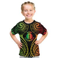 New Caledonia Day Kid T Shirt Polynesian Curves Reggae Color - Polynesian Pride