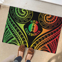 New Caledonia Day Rubber Doormat Polynesian Curves Reggae Color - Polynesian Pride