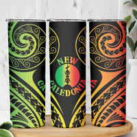 New Caledonia Day Skinny Tumbler Polynesian Curves Reggae Color - Polynesian Pride