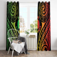 New Caledonia Day Window Curtain Polynesian Curves Reggae Color - Polynesian Pride