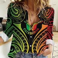 New Caledonia Day Women Casual Shirt Polynesian Curves Reggae Color - Polynesian Pride