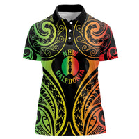 New Caledonia Day Women Polo Shirt Polynesian Curves Reggae Color - Polynesian Pride