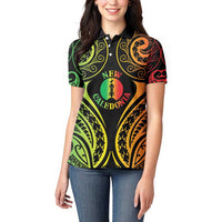 New Caledonia Day Women Polo Shirt Polynesian Curves Reggae Color - Polynesian Pride