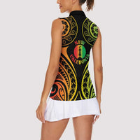 New Caledonia Day Women Sleeveless Polo Shirt Polynesian Curves Reggae Color - Polynesian Pride