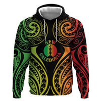 New Caledonia Day Zip Hoodie Polynesian Curves Reggae Color - Polynesian Pride