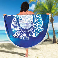 Marshall Islands Manit Day Beach Blanket Tribal Dolphin With Marshall Seal - Polynesian Pride