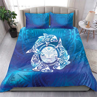Marshall Islands Manit Day Bedding Set Tribal Dolphin With Marshall Seal - Polynesian Pride