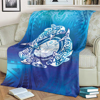 Marshall Islands Manit Day Blanket Tribal Dolphin With Marshall Seal - Polynesian Pride