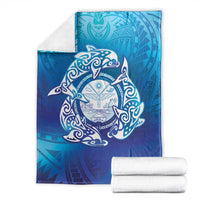 Marshall Islands Manit Day Blanket Tribal Dolphin With Marshall Seal - Polynesian Pride