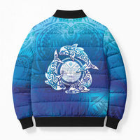 Marshall Islands Manit Day Bomber Puffer Jacket Tribal Dolphin With Marshall Seal - Polynesian Pride