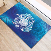 Marshall Islands Manit Day Rubber Doormat Tribal Dolphin With Marshall Seal - Polynesian Pride