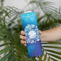 Marshall Islands Manit Day Skinny Tumbler Tribal Dolphin With Marshall Seal - Polynesian Pride