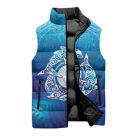 Marshall Islands Manit Day Sleeveless Puffer Jacket Tribal Dolphin With Marshall Seal - Polynesian Pride