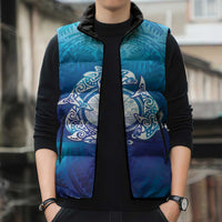 Marshall Islands Manit Day Sleeveless Puffer Jacket Tribal Dolphin With Marshall Seal - Polynesian Pride