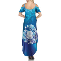 Marshall Islands Manit Day Summer Maxi Dress Tribal Dolphin With Marshall Seal - Polynesian Pride