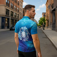 Marshall Islands Manit Day Zipper Polo Shirt Tribal Dolphin With Marshall Seal - Polynesian Pride