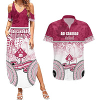 Personalized Adi Cakobau School Couples Matching Summer Maxi Dress and Hawaiian Shirt With Fijian Tapa Pattern LT05 Pink - Polynesian Pride