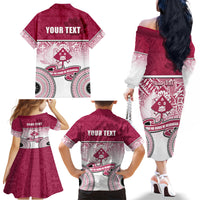 Personalized Adi Cakobau School Family Matching Off Shoulder Long Sleeve Dress and Hawaiian Shirt With Fijian Tapa Pattern LT05 - Polynesian Pride