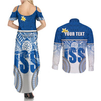 Personalized International School Suva Couples Matching Summer Maxi Dress and Long Sleeve Button Shirts With Fijian Tapa Pattern LT05 - Polynesian Pride