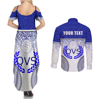 Personalized Queen Victoria School Couples Matching Summer Maxi Dress and Long Sleeve Button Shirts With Fijian Tapa Pattern LT05 - Polynesian Pride