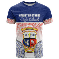 Personalized Marist Brothers High School T Shirt With Fijian Tapa Pattern LT05 Blue - Polynesian Pride