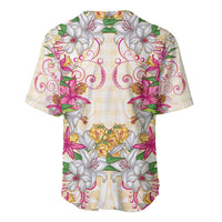 Hawaii Palaka Baseball Jersey Yellow Tribal Pattern With Tropical Flowers - Polynesian Pride