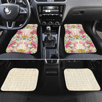 Hawaii Palaka Car Mats Yellow Tribal Pattern With Tropical Flowers - Polynesian Pride