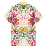 Hawaii Palaka Family Matching Mermaid Dress and Hawaiian Shirt Yellow Tribal Pattern With Tropical Flowers - Polynesian Pride