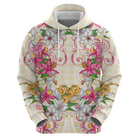 Hawaii Palaka Hoodie Yellow Tribal Pattern With Tropical Flowers - Polynesian Pride