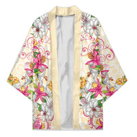 Hawaii Palaka Kimono Yellow Tribal Pattern With Tropical Flowers - Polynesian Pride