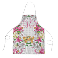 Hawaii Palaka Apron White Tribal Pattern With Tropical Flowers - Polynesian Pride