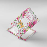 Hawaii Palaka Canvas Wall Art White Tribal Pattern With Tropical Flowers - Polynesian Pride