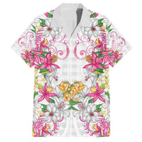 Hawaii Palaka Family Matching Puletasi and Hawaiian Shirt White Tribal Pattern With Tropical Flowers - Polynesian Pride